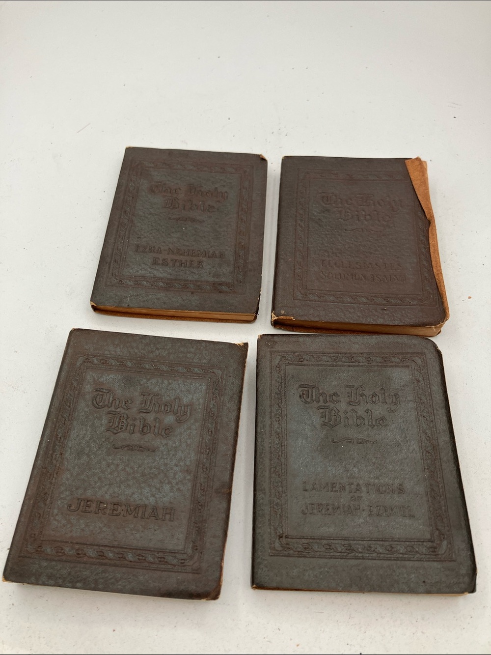 Set of 4 Pocket Bibles in Brown Covers